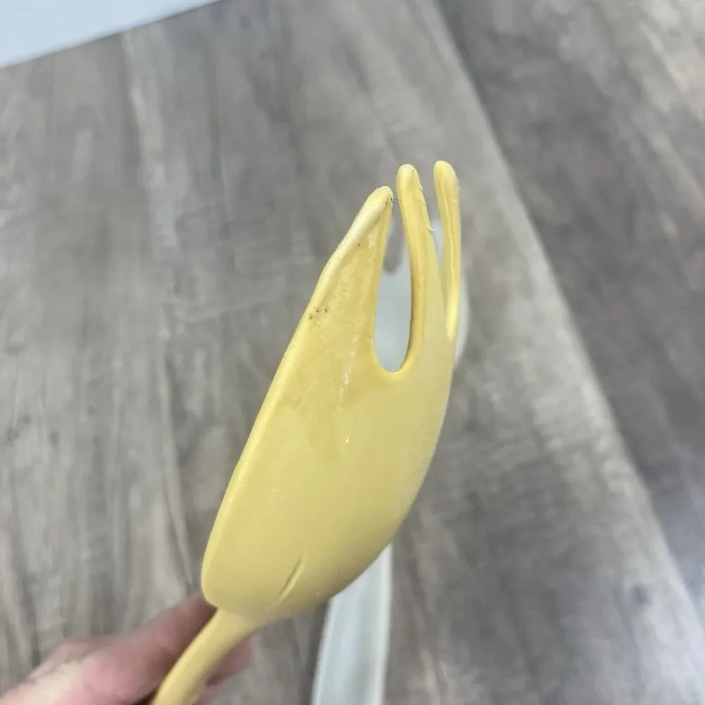 Vintage TUPPERWARE Spoons Fork Salad Serving Sporks Frosted Clear And Yellow